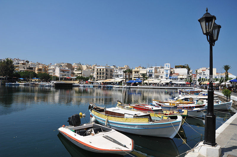 希腊克里特岛的Agios Nikolaos港口